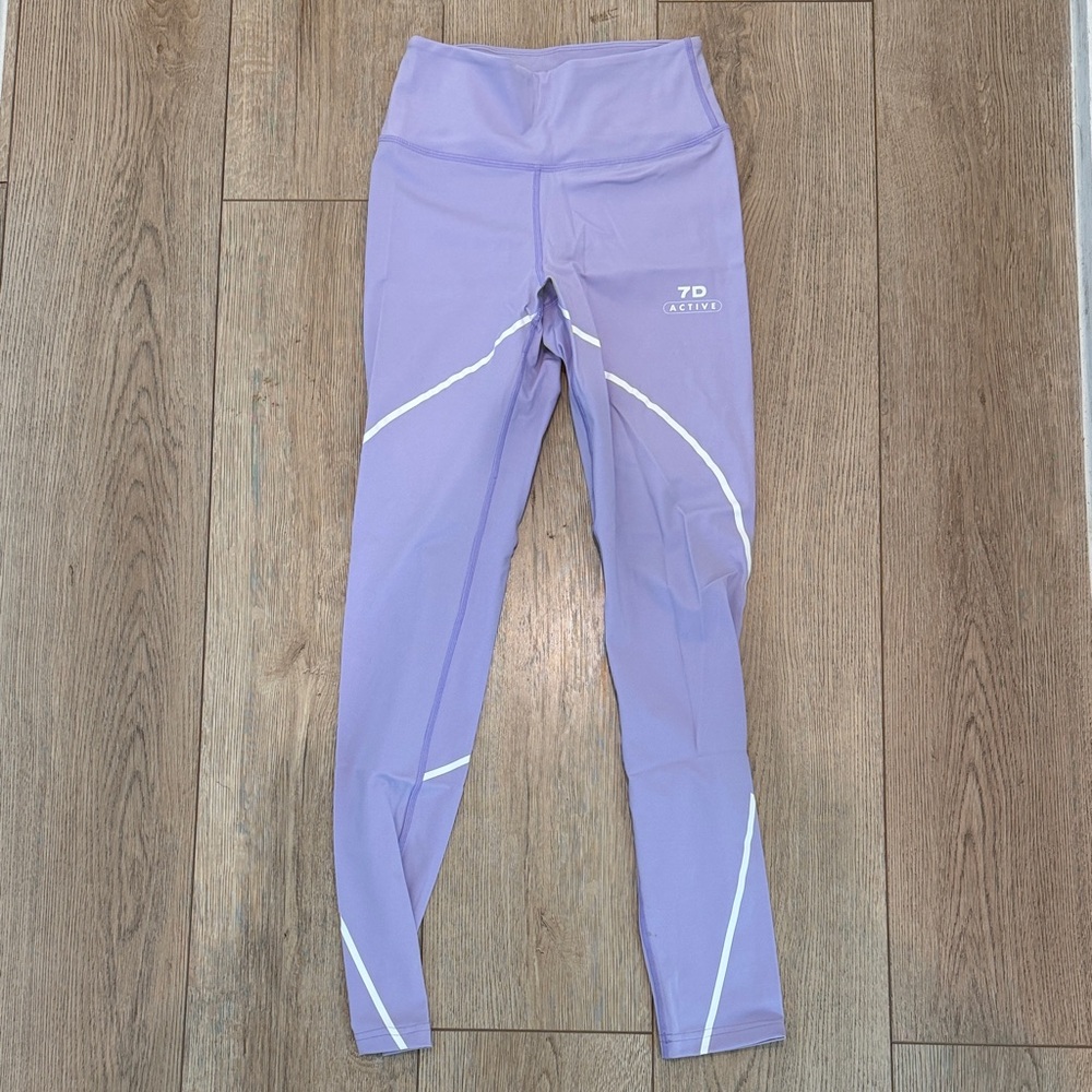 Active USA Purple Leggings with White Detail